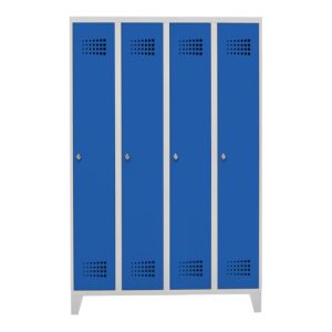 STIER Garderobenspind Premium mit Füßen 4 Abteile Drehriegel lichtgrau/enzianblau STIER Garderobenspind Premium mit Füßen 4 Abteile Drehriegel lichtgrau/enzianblau