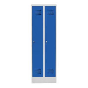 STIER Garderobenspind Premium mit Sockel 2 Abteile Drehriegel lichtgrau/enzianblau STIER Garderobenspind Premium mit Sockel 2 Abteile Drehriegel lichtgrau/enzianblau