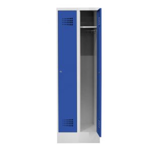 STIER Garderobenspind Premium mit Sockel 2 Abteile Zylinderschloss lichtgrau/enzianblau STIER Garderobenspind Premium mit Sockel 2 Abteile Zylinderschloss lichtgrau/enzianblau