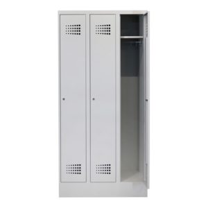 STIER Garderobenspind Premium mit Sockel 3 Abteile Zylinderschloss lichtgrau STIER Garderobenspind Premium mit Sockel 3 Abteile Zylinderschloss lichtgrau