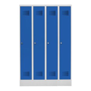 STIER Garderobenspind Premium mit Sockel 4 Abteile Drehriegel lichtgrau/enzianblau STIER Garderobenspind Premium mit Sockel 4 Abteile Drehriegel lichtgrau/enzianblau