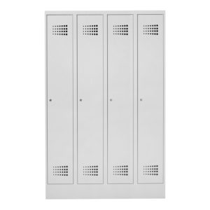 STIER Garderobenspind Premium mit Sockel 4 Abteile Zylinderschloss lichtgrau STIER Garderobenspind Premium mit Sockel 4 Abteile Zylinderschloss lichtgrau