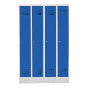 STIER Garderobenspind Premium mit Sockel 4 Abteile Zylinderschloss lichtgrau/enzianblau STIER Garderobenspind Premium mit Sockel 4 Abteile Zylinderschloss lichtgrau/enzianblau