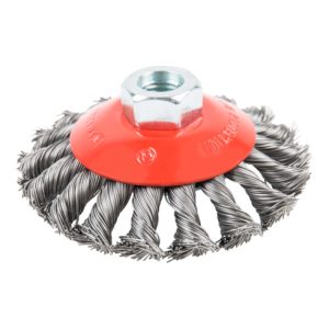 STIER Kegelbürste Ø 100 mm, M14, 0,5 mm, gezopft, Stahl STIER Kegelbürste Ø 100 mm, M14, 0,5 mm, gezopft, Stahl