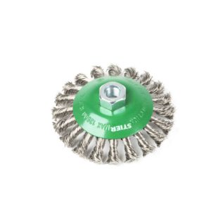 STIER Kegelbürste Ø 115 mm, M14, 0,5 mm, gezopft, Edelstahl V2A STIER Kegelbürste Ø 115 mm, M14, 0,5 mm, gezopft, Edelstahl V2A