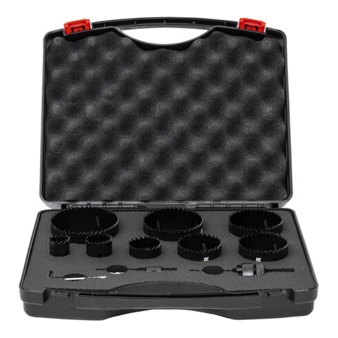 STIER Lochsägen Elektrikerset HSS-Co8 Bimetall, 44mm Schnitttiefe, 11-teilig (25, 32, 40, 54, 60, 68, 76 und 86 mm)
