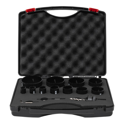STIER Lochsägen-Set HSS-Co8 Bimetall, 44mm Schnitttiefe, 14-teilig (20, 22, 25, 32, 35, 40, 44, 51, 60, 68 und 76 mm)