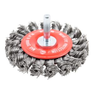 STIER Rundbürste Ø 75 mm, Schaft-Ø 6 mm, 0,5 mm, gezopft, Stahl STIER Rundbürste Ø 75 mm, Schaft-Ø 6 mm, 0,5 mm, gezopft, Stahl
