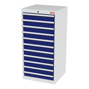 STIER Schubladenschrank mit 11 Schubladen BxTxH 600x575x1220 mm lichtgrau/enzianblau STIER Schubladenschrank mit 11 Schubladen BxTxH 600x575x1220 mm lichtgrau/enzianblau