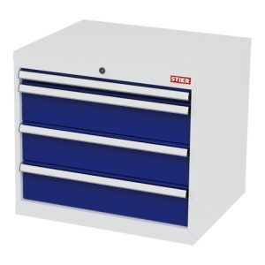 STIER Schubladenschrank mit 4 Schubladen BxTxH 700x575x620 mm lichtgrau/enzianblau STIER Schubladenschrank mit 4 Schubladen BxTxH 700x575x620 mm lichtgrau/enzianblau