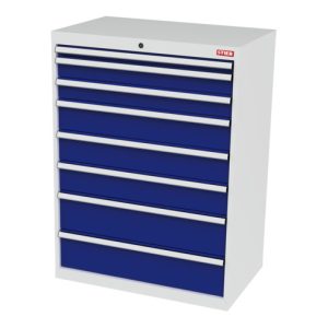 STIER Schubladenschrank mit 8 Schubladen BxTxH 900x575x1220 mm lichtgrau/enzianblau STIER Schubladenschrank mit 8 Schubladen BxTxH 900x575x1220 mm lichtgrau/enzianblau