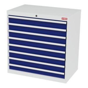 STIER Schubladenschrank mit 8 Schubladen BxTxH 900x575x920 mm lichtgrau/enzianblau STIER Schubladenschrank mit 8 Schubladen BxTxH 900x575x920 mm lichtgrau/enzianblau