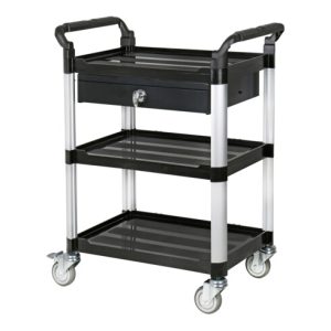 STIER Servierwagen mit 3 Etagen und Schublade LxBxH 860x480x980 mm STIER Servierwagen mit 3 Etagen und Schublade LxBxH 860x480x980 mm