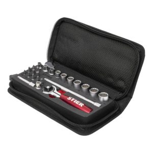 STIER Steckschlüssel- und Bit-Satz 1/4″ 24-teilig in Handwerkertasche