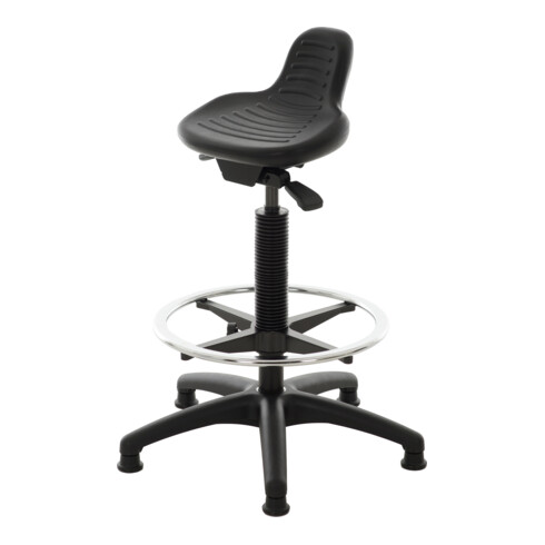 STIER Stehhilfe mit Gleitern und Fußring Sitzhöhe 640-890 mm PU-Sitz mit Griffmulde