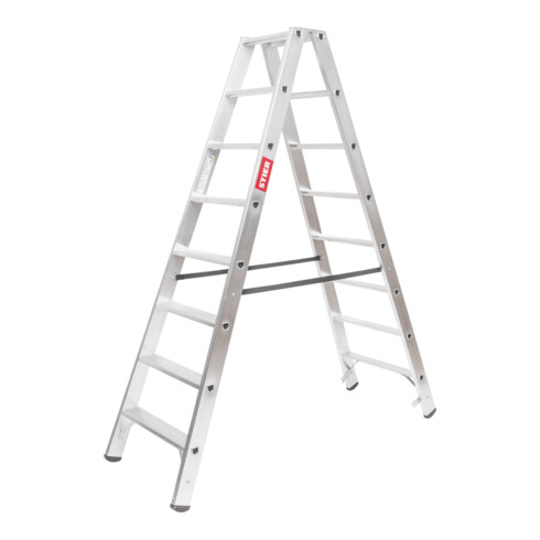STIER Stufen Stehleiter Premium 2x8 Stufen beidseitig begehbar