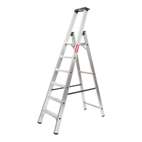 STIER Stufen Stehleiter Premium 6 Stufen einseitig begehbar