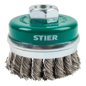 STIER Topfbürste Ø 65 mm, M14, 0,5 mm, gezopft, Edelstahl STIER Topfbürste Ø 65 mm, M14, 0,5 mm, gezopft, Edelstahl