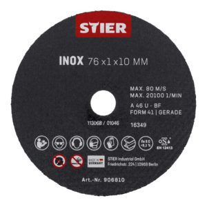 STIER Trennscheibe Edelstahl/Inox 76 x 1 x 10 gerade STIER Trennscheibe Edelstahl/Inox 76 x 1 x 10 gerade