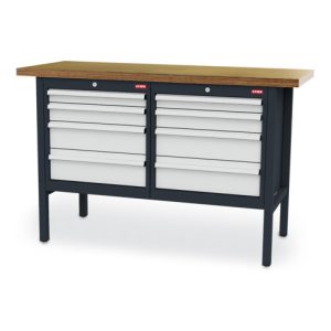 STIER Werkbank mit 8 Schubladen BxTxH 1500x600x960 mm RAL 7016 / RAL 7035 STIER Werkbank mit 8 Schubladen BxTxH 1500x600x960 mm RAL 7016 / RAL 7035