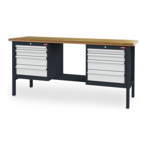 STIER Werkbank mit 8 Schubladen BxTxH 2000x600x960 mm RAL 7016 / RAL 7035 STIER Werkbank mit 8 Schubladen BxTxH 2000x600x960 mm RAL 7016 / RAL 7035