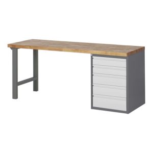 STIER Werkbank Premium mit 5 Schubladen BxTxH 2000x700x840mm STIER Werkbank Premium mit 5 Schubladen BxTxH 2000x700x840mm