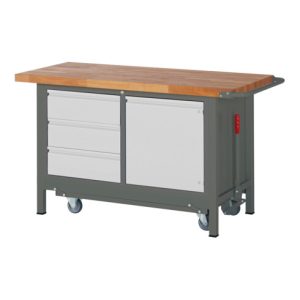 STIER Werkbank Premium mit abs. Fahrgestell, 3 Schubladen und 1 Flügeltür BxTxH 1500x700x880 mm STIER Werkbank Premium mit abs. Fahrgestell, 3 Schubladen und 1 Flügeltür BxTxH 1500x700x880 mm