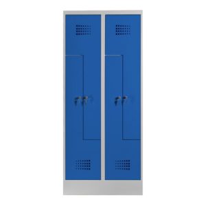 STIER Z-Garderobenspind Premium mit Sockel 4 Abteile Zylinderschloss lichtgrau/enzianblau STIER Z-Garderobenspind Premium mit Sockel 4 Abteile Zylinderschloss lichtgrau/enzianblau