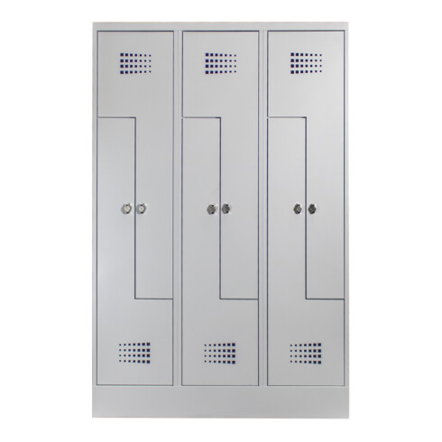 STIER Z-Garderobenspind Premium mit Sockel 6 Abteile Drehriegel lichtgrau