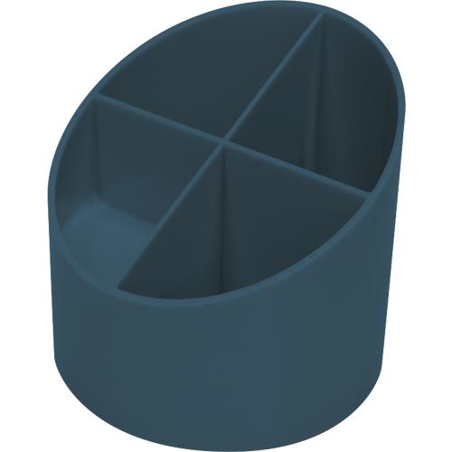 Stifteköcher Helit The Green Cross, 4 Fächer, Ø 110 x H 105 mm, Recyclingkunststoff, blau