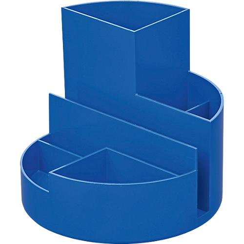 Stifteköcher MAUL MAULrundbox eco, 6 Fächer inkl. Zettel- & Brieffach, Ø 140 x H 125 mm, 90 % Recycling-Kunststoff, blau