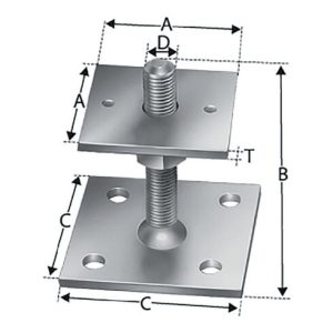 Stützenfuß ETA 07/0285 Typ PPB80G- Länge 208mm Breite 80mm Stärke 8mm feuerverz.