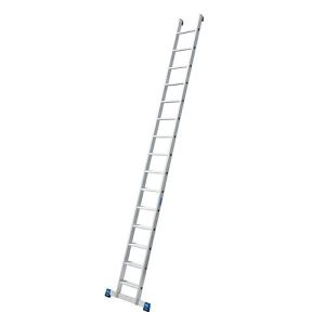 Stufen-Anlegeleiter, 15 Stufen, mit Traverse Stufen-Anlegeleiter, 15 Stufen, mit Traverse