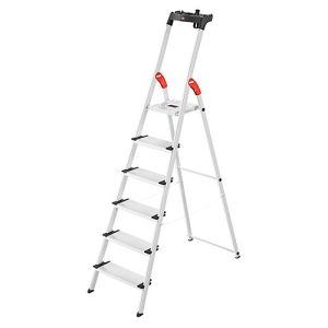 Stufenstehleiter Hailo L80 ComfortLine, EN 131, mit Multifunktionsschale & XXL-Stufen, bis 150 kg, 6 Stufen Stufenstehleiter Hailo L80 ComfortLine, EN 131, mit Multifunktionsschale & XXL-Stufen, bis 150 kg, 6 Stufen