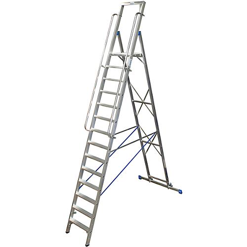 Stufenstehleiter, mit großer Plattform, Aluminium, mit 14 Stufen