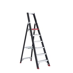 Stufenstehleiter Professional Topline, einseitig, Aluminium, 6 Stufen, schwarz Stufenstehleiter Professional Topline, einseitig, Aluminium, 6 Stufen, schwarz