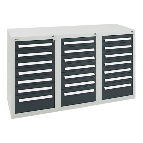 Stumpf Schubladenschrank Serie T-100/35-1, RAL 7035/7016, 21 Schubladen