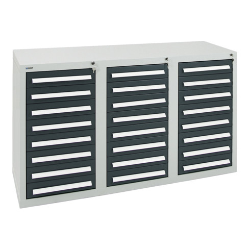 Stumpf Schubladenschrank Serie T-100/35-1, RAL 7035/7016, 24 Schubladen