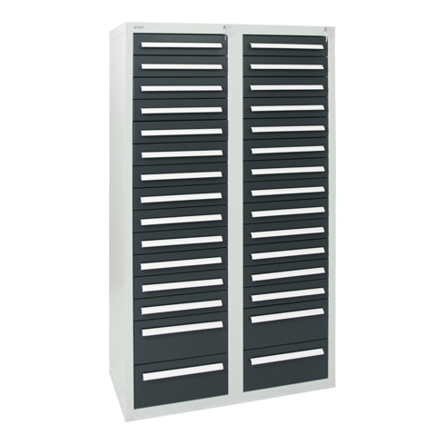 Stumpf Schubladenschrank Serie T-100/35-1, RAL 7035/7016, 30 Schubladen