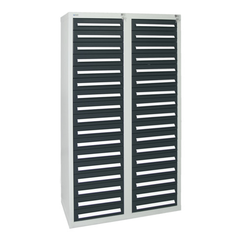 Stumpf Schubladenschrank Serie T-100/35-1, RAL 7035/7016, 34 Schubladen