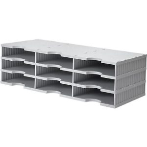 styro® Sortierstation styrodoc Standard, DIN C4, 3 Etagen/3-reihig/9 Fächer, grau/grau styro® Sortierstation styrodoc Standard, DIN C4, 3 Etagen/3-reihig/9 Fächer, grau/grau
