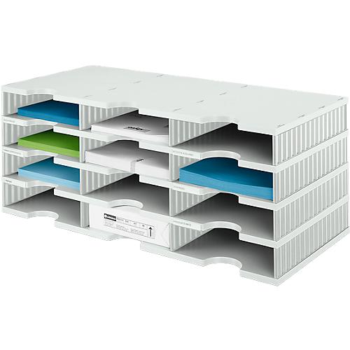 styro® Sortierstation styrodoc Standard, DIN C4, 4 Etagen/3-reihig/12 Fächer, grau/grau