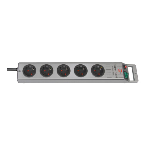 Super-Solid-Line Steckdosenleiste 5-fach silber 2,5m H05VV-F 3G1,5