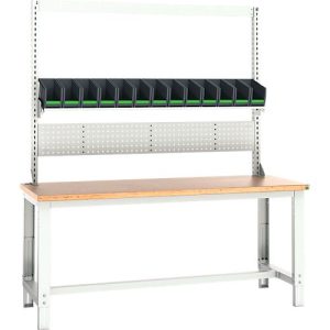Systemwerkbank Bott cubio, mit Aufnahmerahmen, Buche-Multiplexplatte, bis 800 kg, B 2000 x T 750 mm, Lichtgrau Systemwerkbank Bott cubio, mit Aufnahmerahmen, Buche-Multiplexplatte, bis 800 kg, B 2000 x T 750 mm, Lichtgrau