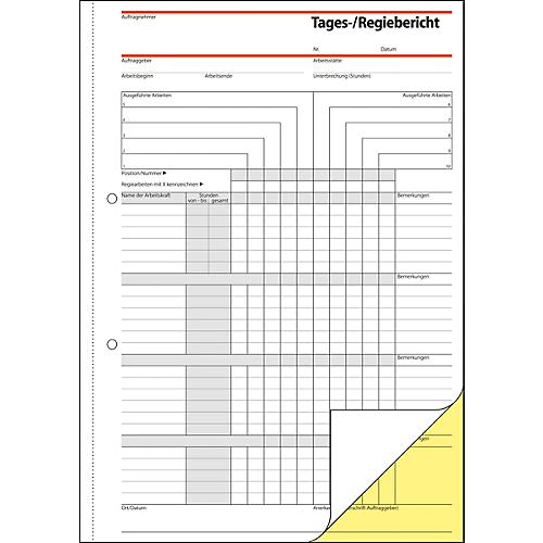 Tages-/Regiebericht Sigel SD030, selbstdurchschreibend, DIN A4, 2 x 40 Blatt