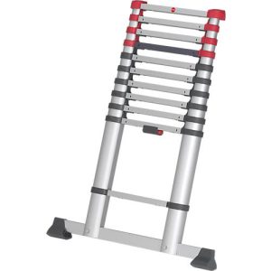 Teleskopleiter Hailo T80 FlexLine, EN 131-6, höhenverstellbar, Einhand-Entriegelung, Quertraverse, bis 150 kg, 11 Sprossen Teleskopleiter Hailo T80 FlexLine, EN 131-6, höhenverstellbar, Einhand-Entriegelung, Quertraverse, bis 150 kg, 11 Sprossen