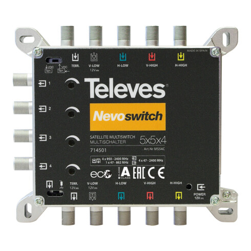 Televes Multischalter 5 in 4 Guß NEVO recpower kask. MS54C