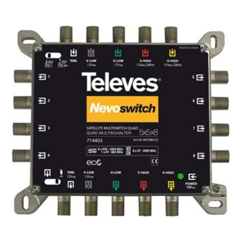 Televes Multischalter 5 in 8 Guß NEVO m.NT quad kask. MS58NCQ