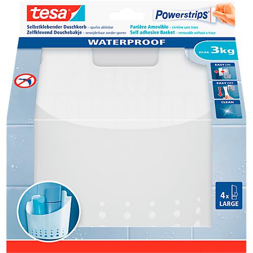tesa Powerstrips Wave Korb groß, für Feuchträume, belastbar bis 3 kg, 1 Stück