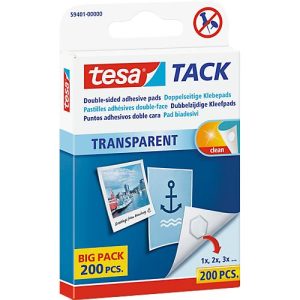 tesa Tack® Klebepads, transparent, doppelseitig klebend, 200 Stck. tesa Tack® Klebepads, transparent, doppelseitig klebend, 200 Stck.